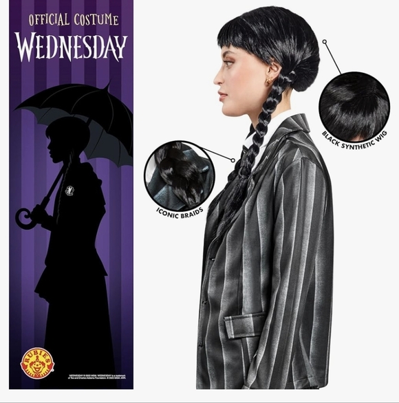 Wednesday Addams Costume Wig Adult Wig, Women, As Shown, One Size - Picture 7 of 10